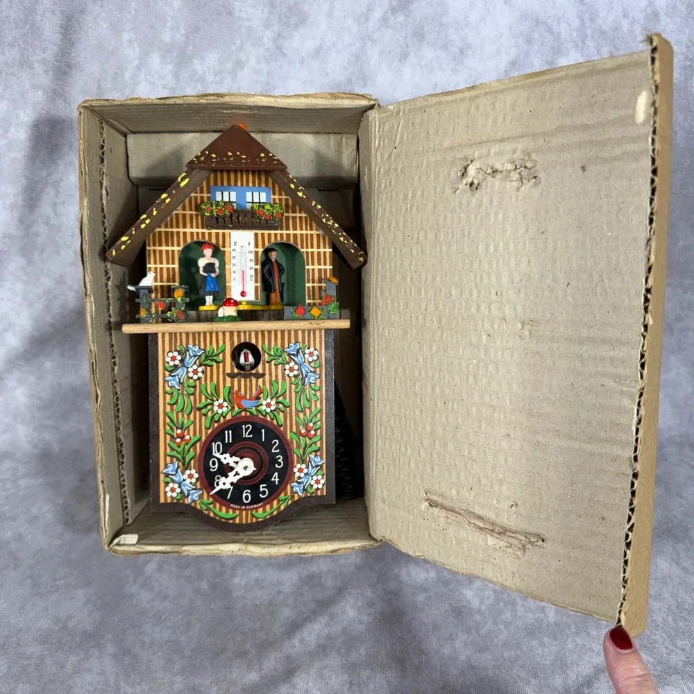 Vtg Toggili W. Germany Weather House Hygrometer Cuckoo Clock Chalet Untested NIB